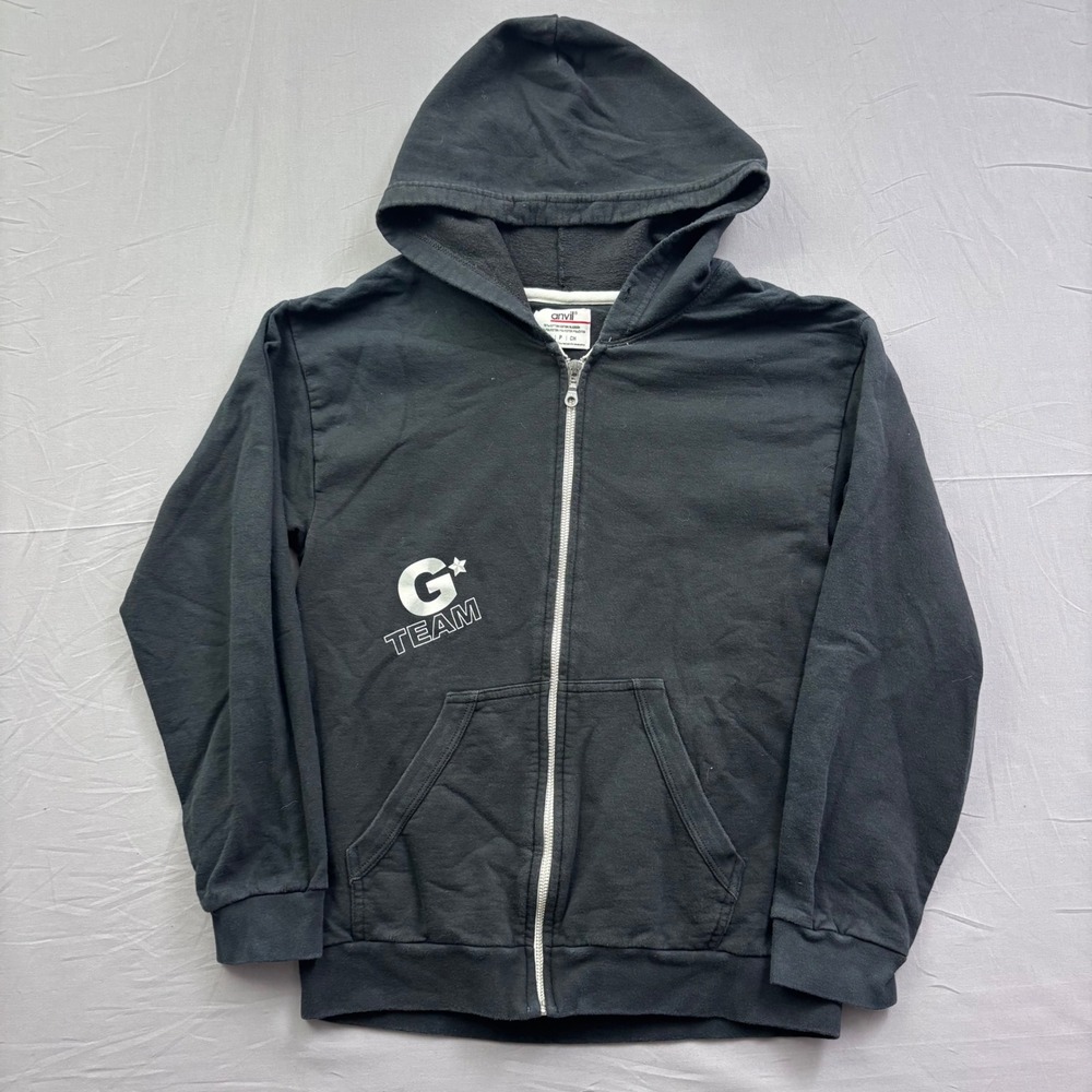 Vtg Anvil G Team Snowboarding Full Zip Hoodie Black Mens S Graphic Sweatshirt